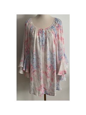 Women's CHAPS Plus 3X White Pink Floral Blouse
